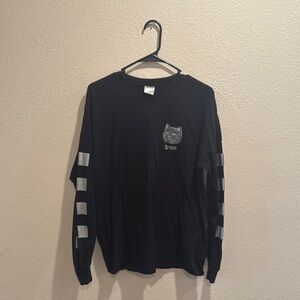 Ripndip Black Long Sleeve Tee with Gray Accents